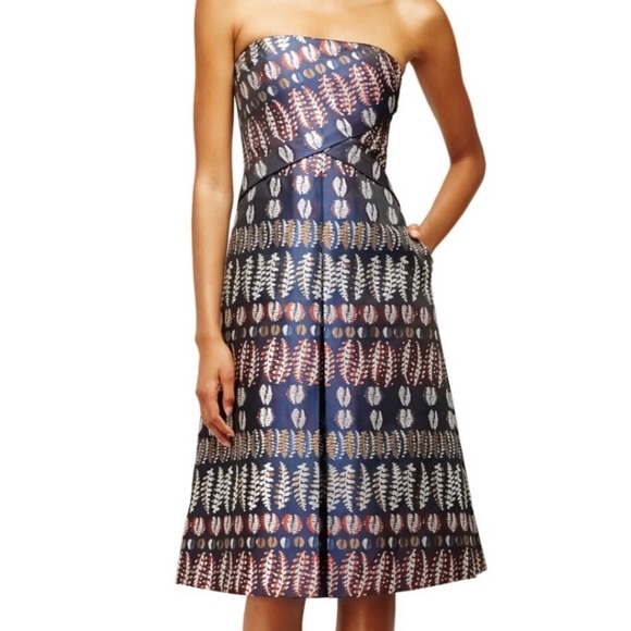 Tory Burch Dresses & Skirts - Tory Burch Foil Fern Jacquard Strapless Gown